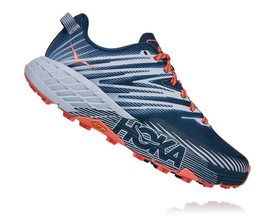 Hoka One One Speedgoat 4 Trailskor Dam - Marinblå/Vita - YHFXK-4201